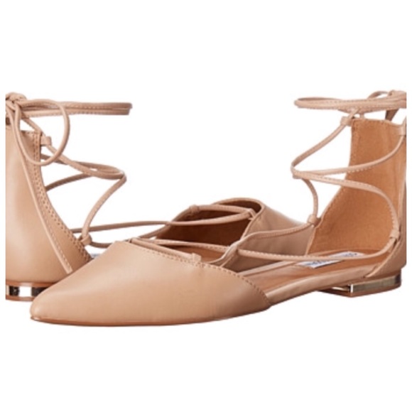 Steve Madden Shoes - Steve Madden “Elilia” Nude Lace-Up Flats